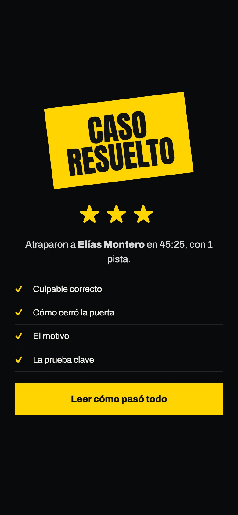 La app: el veredicto con el sello Caso resuelto
